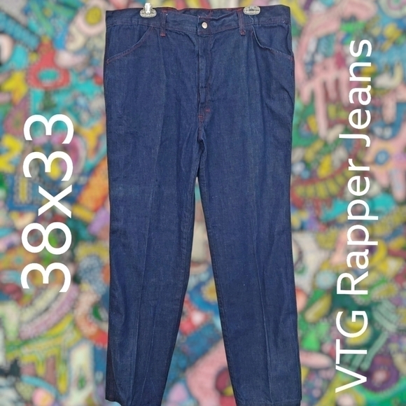 Vintage RAPPERS Jeans Like New 38x33 USA Made Painter Pocket High  Waist Flare - Picture 3 of 15